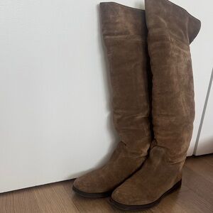 Salvatore Ferragamo Tan fur lined tall Boots